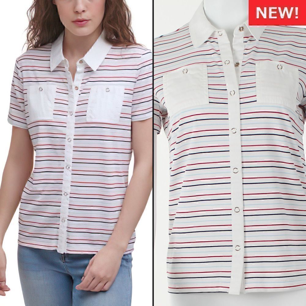 Tommy Hilfiger Snap-Front Striped Camp Shirt